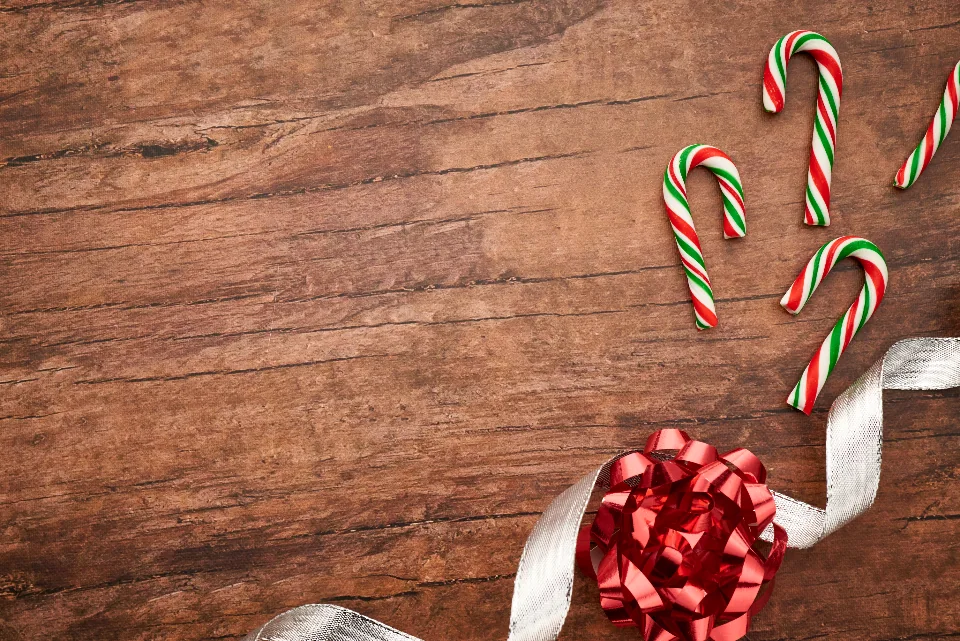 Colorful holiday candy arranged as a festive gift